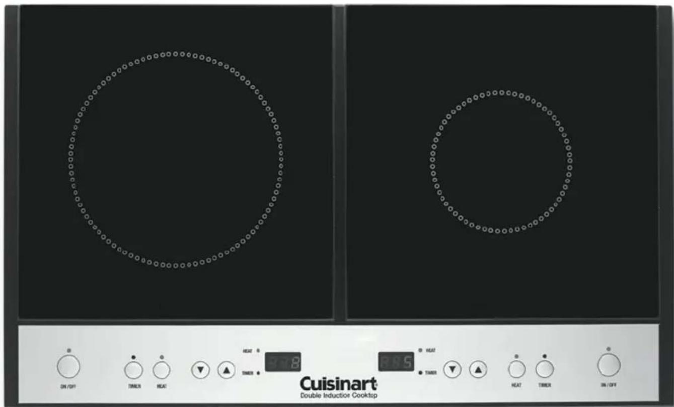 ON/OFF TIMBER HEAT Δ THERM HEAT R 28 R 5 Δ THERM HEAT THERM ON/OFF Cuisinart Double Induction Cooktop