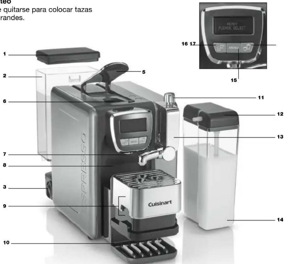 teo e quitarse para colocar tazas randes. 1 2 5 6 7 8 9 10 Cuisinart 11 12 13 14 15 16 17 MENU READY PLEASE SELECT