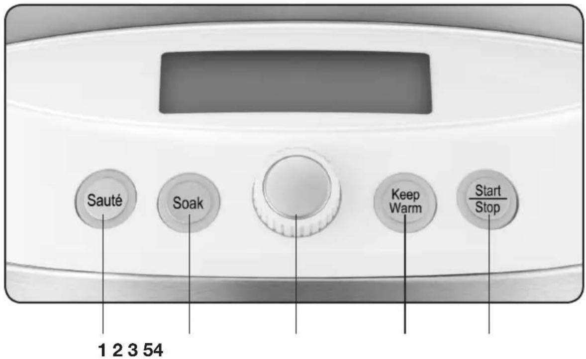 Sauté Soak 1 2 3 54 Keep Warm Start /Stop
