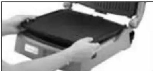 CUISINART Griddler Deluxe GR-150 - To insert the cooking plates: - 3