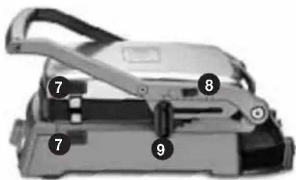 Labeled diagram of a mechanical device with numbered parts 7, 8, and 9 indicating specific components.