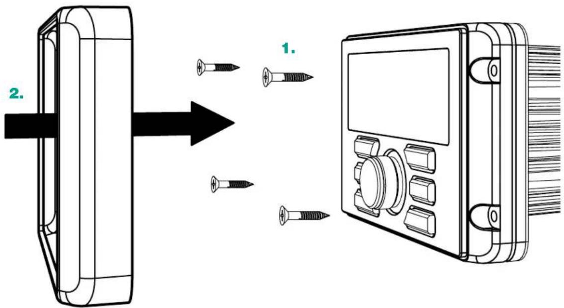 Diagram showing screwdriver installation process with labeled components and directional arrows