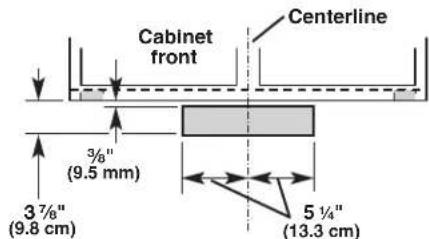 Cabinet front Centerline 3/8" (9.5 mm) 3 7/8" (9.8 cm) 5 1/4" (13.3 cm)