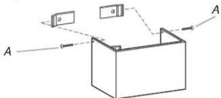 Diagram showing a rectangular box with labeled points A and a, and two rectangular boxes with internal symbols and dashed lines indicating connections or relationships.
