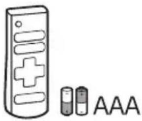Illustration of a remote control with battery and AAA label, likely indicating access or availability.