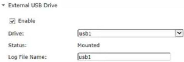External USB Drive Enable Drive: usb1 Status: Mounted Log File Name: usb1