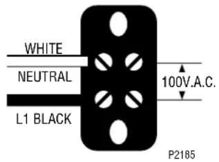WHITE NEUTRAL L1 BLACK 100V.A.C. P2185