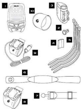 Diagram showing exploded view of various automotive accessories and parts with numbered labels