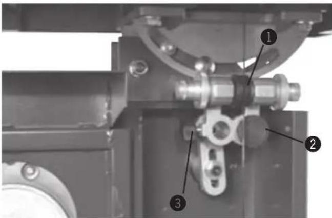 Technical diagram of a mechanical assembly with numbered components labeled 1, 2, and 3