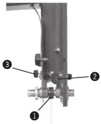 Technical diagram of a mechanical assembly with numbered components labeled 1, 2, and 3.
