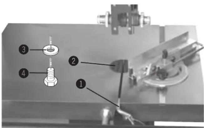 Technical diagram of a mechanical assembly with numbered components, likely for engineering or manufacturing documentation.