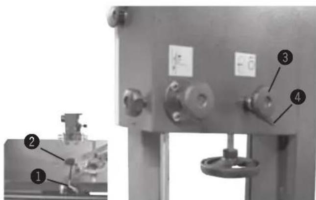 Technical diagram of a mechanical device with numbered components and labeled parts