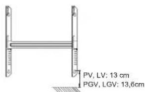 PV, LV: 13 cm PGV, LGV: 13,6cm