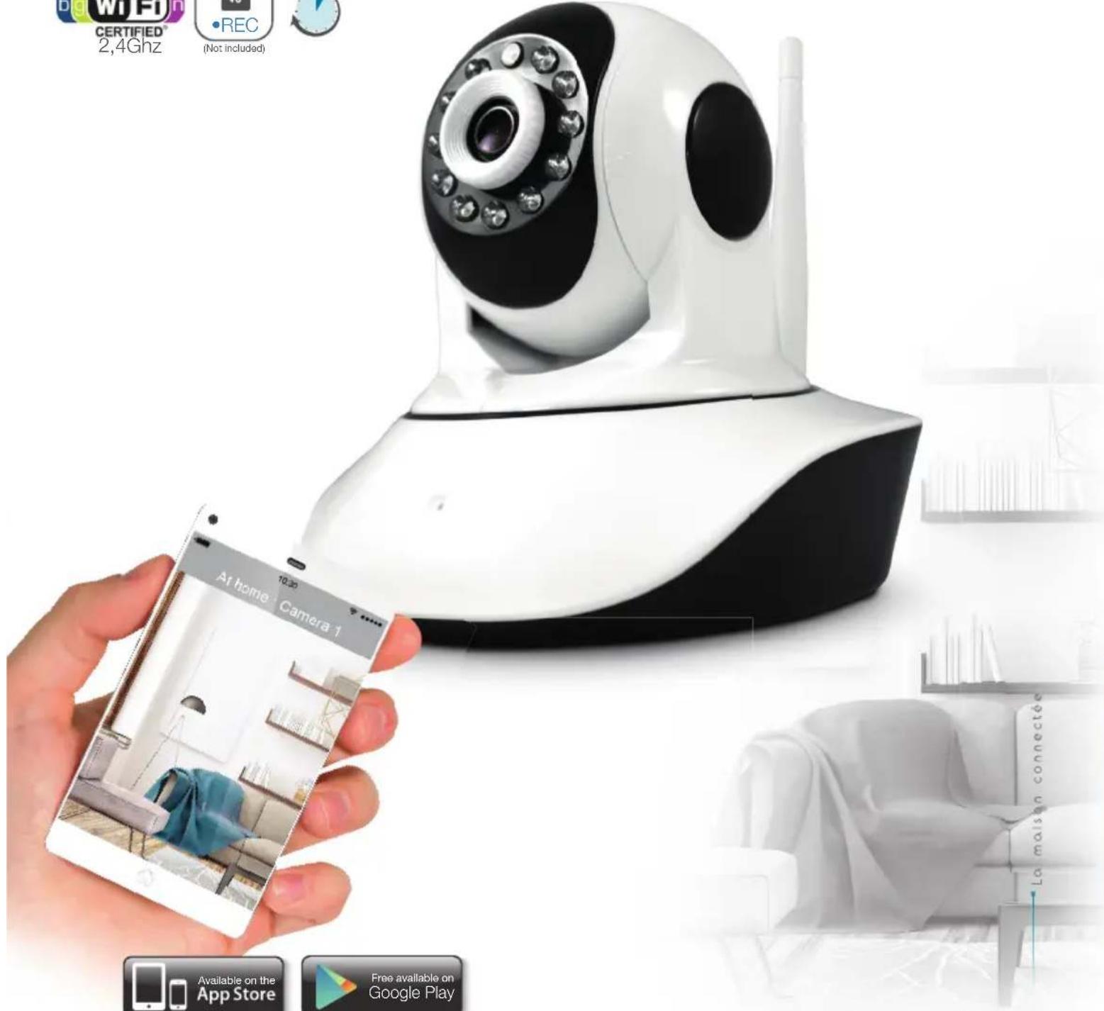 CERTIFIED® 2,4Ghz •REC (Not included) At home | Camera 1 10:30 Available on the App Store Free available on Google Play