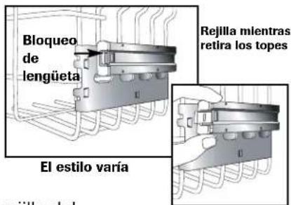 Bloqueo de lengüeta Rejilla mientras retira los topes El estilo varía rejillo del