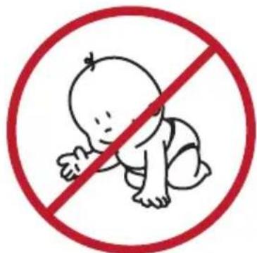 Prohibition sign with a baby crawling inside a circle, indicating no sex allowed