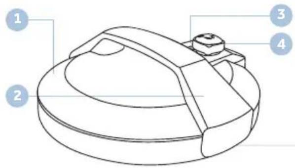 Technical diagram of a kitchen pot with numbered parts labeled 1 to 4