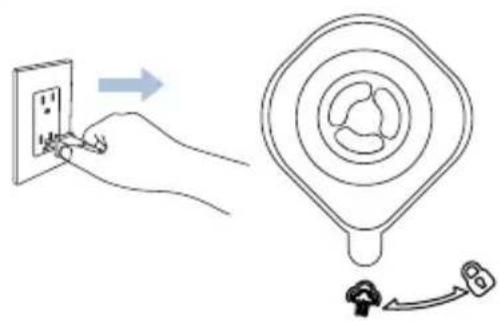 Diagram showing hand inserting a wall-mounted electrical socket into a device with a key inserted, illustrating electrical circuitry and safety mechanism.