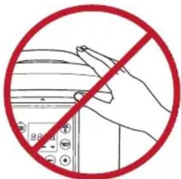 Prohibition sign showing a hand holding a device with 'No' symbol crossed out, indicating no use or absence of any other actions.