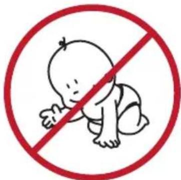 Prohibition sign with a baby symbol crossed out by a red diagonal line, indicating no prohibition or exclusion.