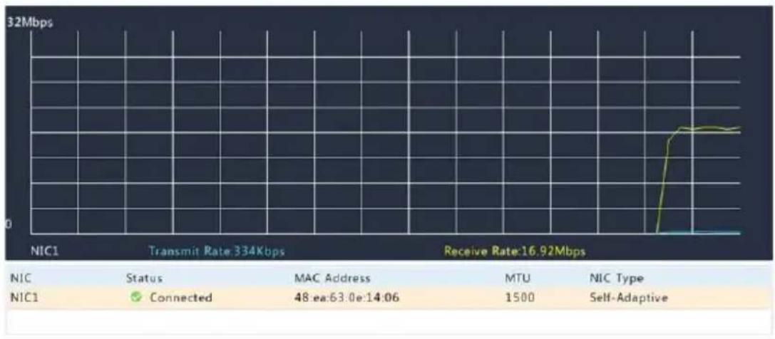 | NIC1 | Status | MAC Address | MTU | NIC Type | |------|--------|-------------|-----|----------| | NIC1 | Connected | 48.0e-63.0e-14.06 | 1500 | Self-Adaptive |