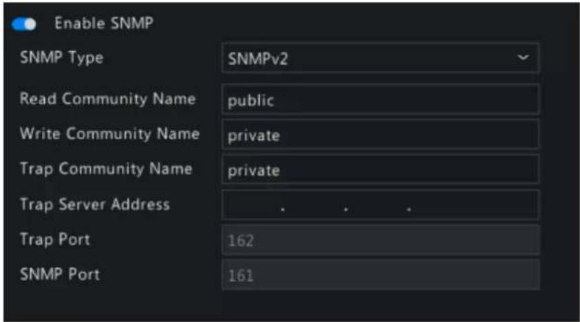 Enable SNMP SNMP Type SNMPv2 Read Community Name public Write Community Name private Trap Community Name private Trap Server Address . . . . Trap Port 162 SNMP Port 161