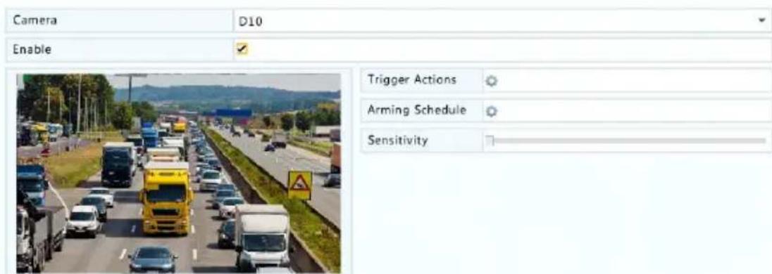 Camera D10 Enable Trigger Actions Arming Schedule Sensitivity