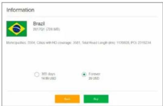 Information Brazil 2017Q1 (226 MB) Municipalities: 2504, Cities with HO coverage: 3581, Total Road Length (km): 1139808, POI: 2319234 ○ 300 days 14.99 USD ● Forever 28 USD Buy Buy