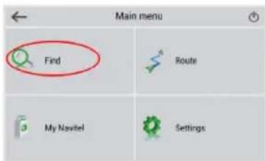Main menu Find Route My Navitel Settings
