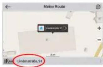 Screenshot of a map interface showing location markers and a highlighted red circle with text, likely from a digital map or app.