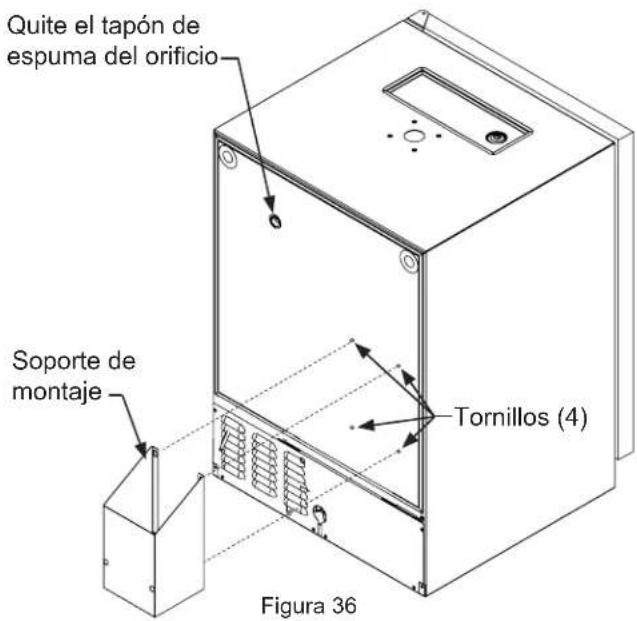 Quite el tapón de espuma del orificio Soporte de montaje Tornillos (4) Figura 36