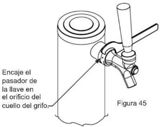 Encaje el pasador de la llave en el orificio del cuello del grifo. Figura 45