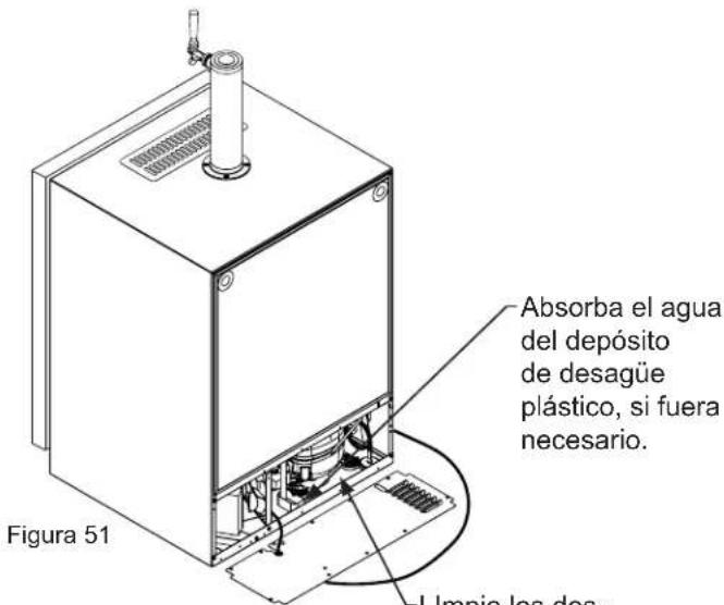 Absorba el agua del depósito de desagüe plástico, si fuera necesario. Impie los des Figura 51