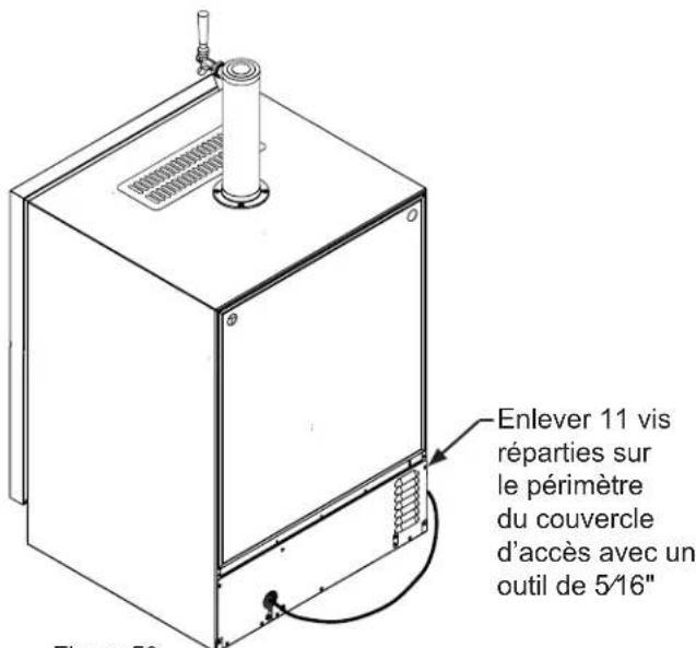 Enlever 11 vis réparties sur le périmètre du couvercle d'accès avec un outil de 5/16" Figure 50