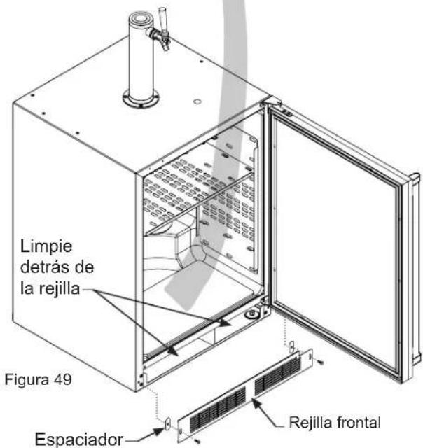 Limpie detrás de la rejilla Figura 49 Espaciador Rejilla frontal