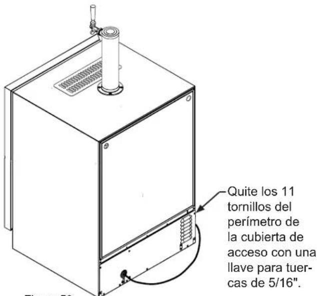 Quite los 11 tornillos del perímetro de la cubierta de acceso con una llave para tuer-cas de 5/16".