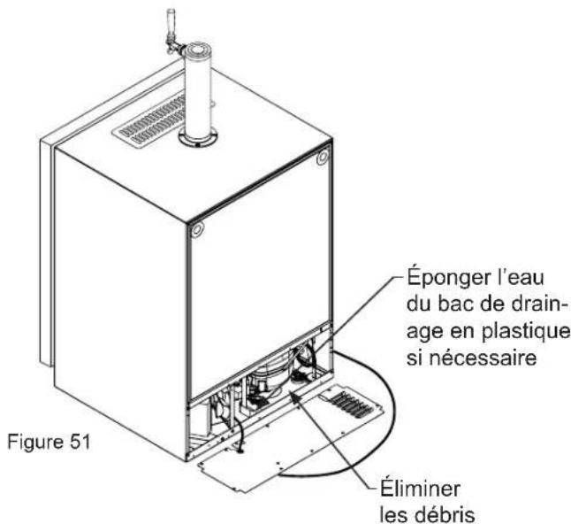 Éponger l'eau du bac de drain- age en plastique si nécessaire Éliminer les débris Figure 51