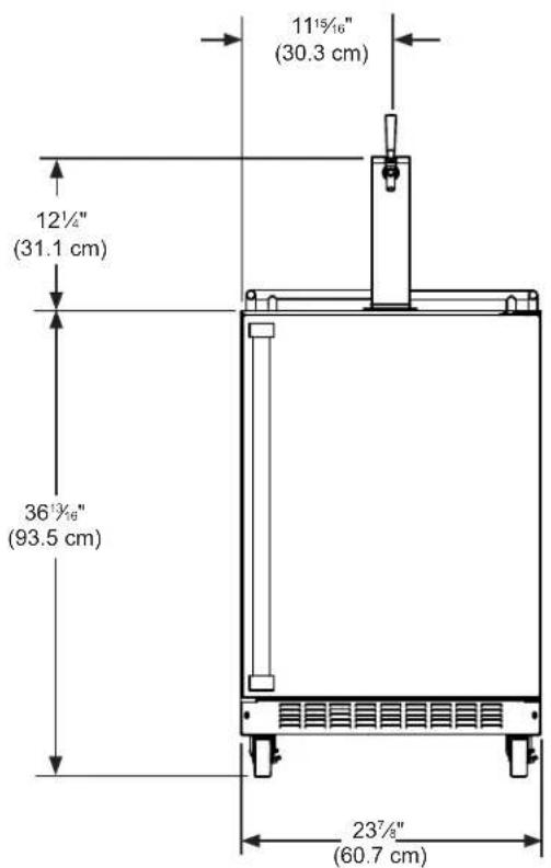 11½/16" (30.3 cm) 12½" (31.1 cm) 36½/16" (93.5 cm) 23½" (60.7 cm)