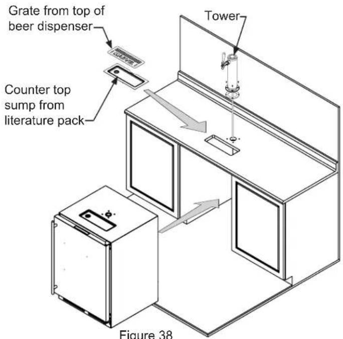 Grate from top of beer dispenser Tower Counter top sump from literature pack Figure 38
