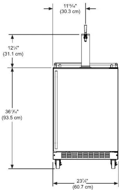 11½/16" (30.3 cm) 12¼" (31.1 cm) 36½/16" (93.5 cm) 23¾" (60.7 cm)