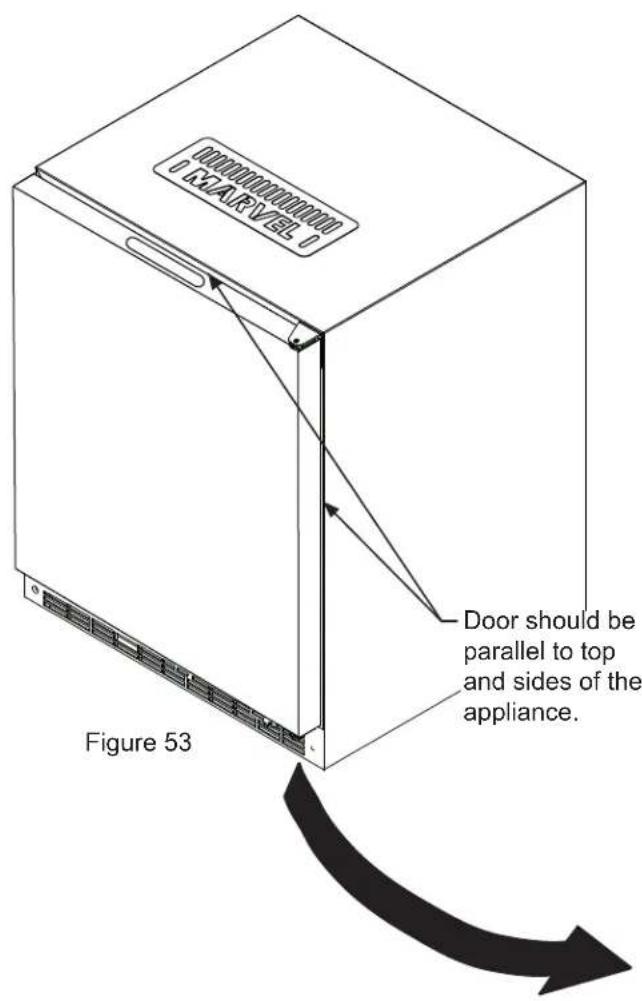 0000000000 0 KARVEL 0 Door should be parallel to top and sides of the appliance. Figure 53