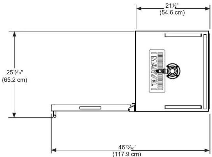 21½" (54.6 cm) 25½" (65.2 cm) 46½" (117.9 cm)