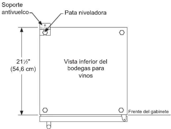 Soporte antivuelco Pata niveladora 21½" (54,6 cm) Vista inferior del bodegas para vinos Frente del gabinete