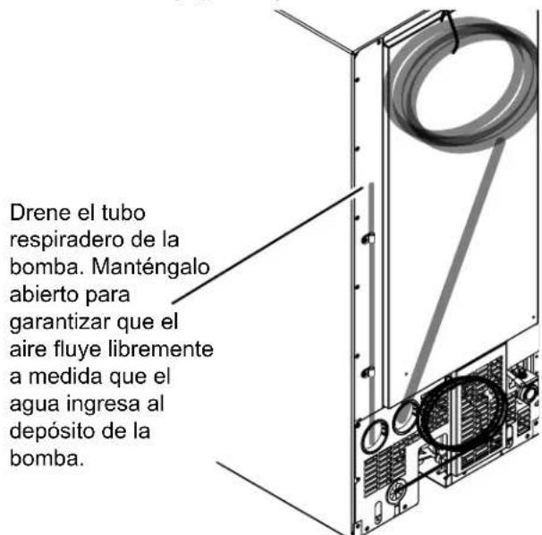 Drene el tubo respiradero de la bomba. Manténgalo abierto para garantizar que el aire fluye libremente a medida que el agua ingresa al depósito de la bomba.