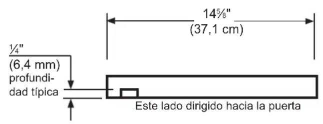 1/4" (6,4 mm) profundi- dad típica 14% (37,1 cm) Este lado dirigido hacia la puerta