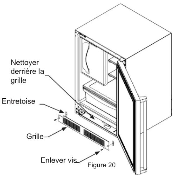 Nettoyer derrière la grille Entretoise Grille Enlever vis Figure 20