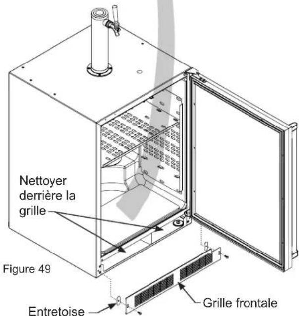 Nettoyer derrière la grille Figure 49 Entretoise Grille frontale
