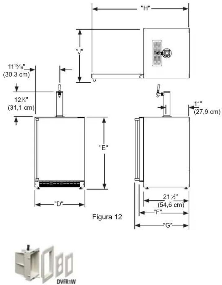 "H" "J" 11½/6" (30,3 cm) 12¼" (31,1 cm) "E" 11" (27,9 cm) 21½" (54,6 cm) "F" "G" D" Figura 12 DVFR1W