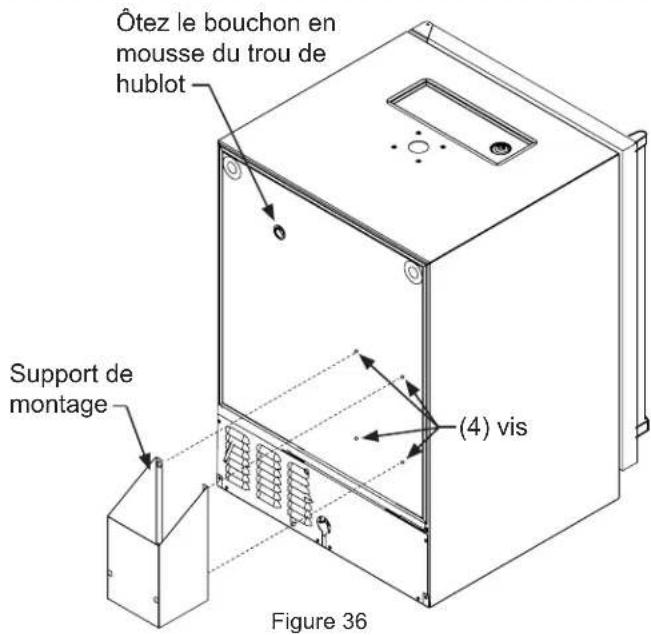 Ôtez le bouchon en mousse du trou de hublot Support de montage (4) vis Figure 36