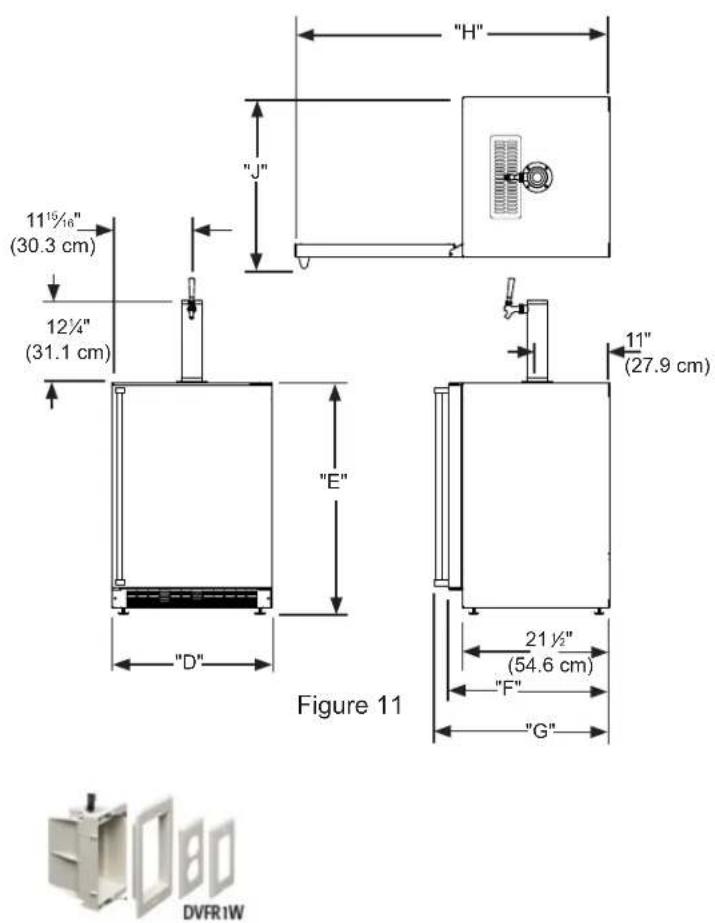 "H" "J" 11½" (30.3 cm) 12¼" (31.1 cm) "E" 11" (27.9 cm) "D" Figure 11 21½" (54.6 cm) "F" "G" DVFR1W